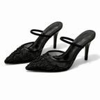 Women's Embroidered Mesh Slingback Heels
