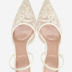 Women's Embroidered Mesh Slingback Heels