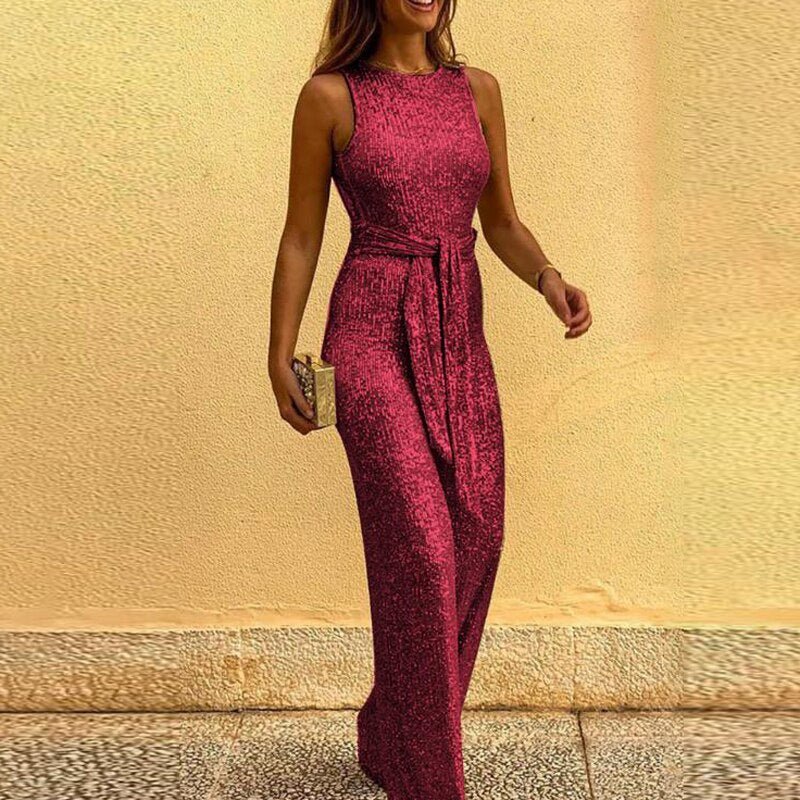 Women's Open Back Sequin Jumpsuit