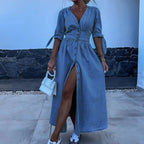 Women’s Denim Button Maxi Dress