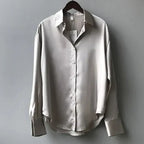 Women’s Satin-Look Button-Up Blouse