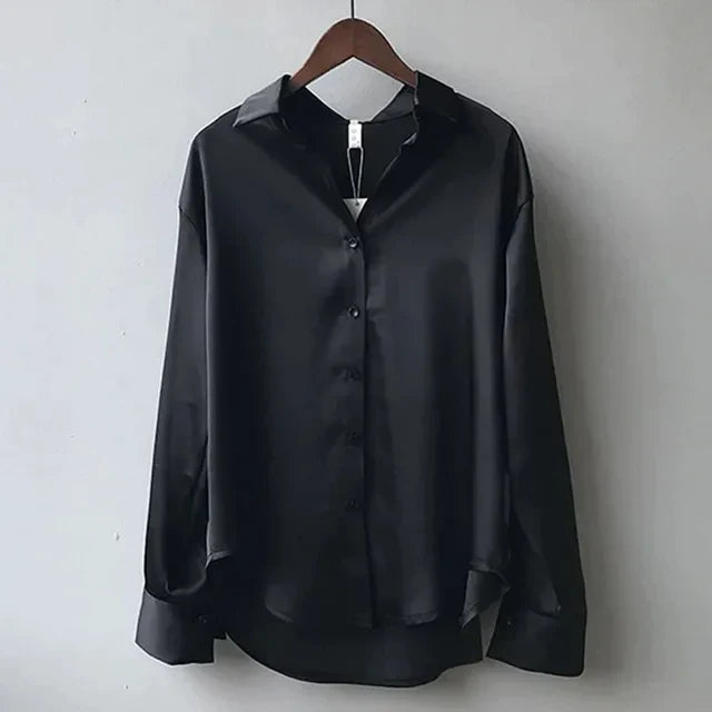 Women’s Satin-Look Button-Up Blouse