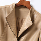 Women's Leather-Look Jacket with Asymmetric Zipper