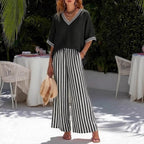 Women's Striped Wide-Leg Pant Set