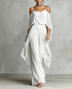 Women's Draped Wide-Leg Pant Set