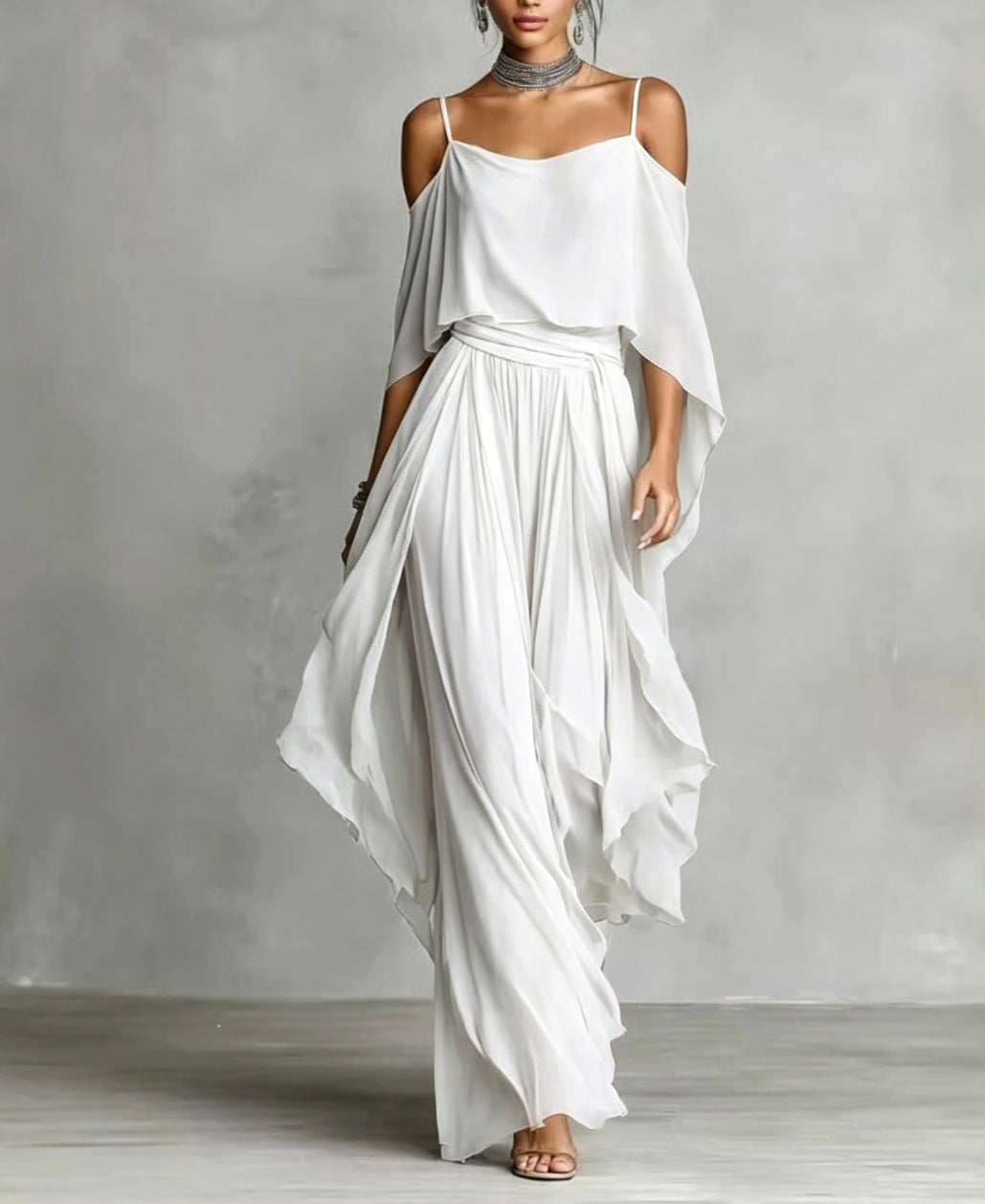 Women's Draped Wide-Leg Pant Set