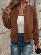 Women's Textured Zip-Front Bomber Jacket