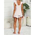 Women's 2 Piece Ruffle Top Shorts Set