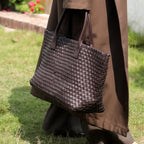 Women's Large Woven Tote Shoulder Bag