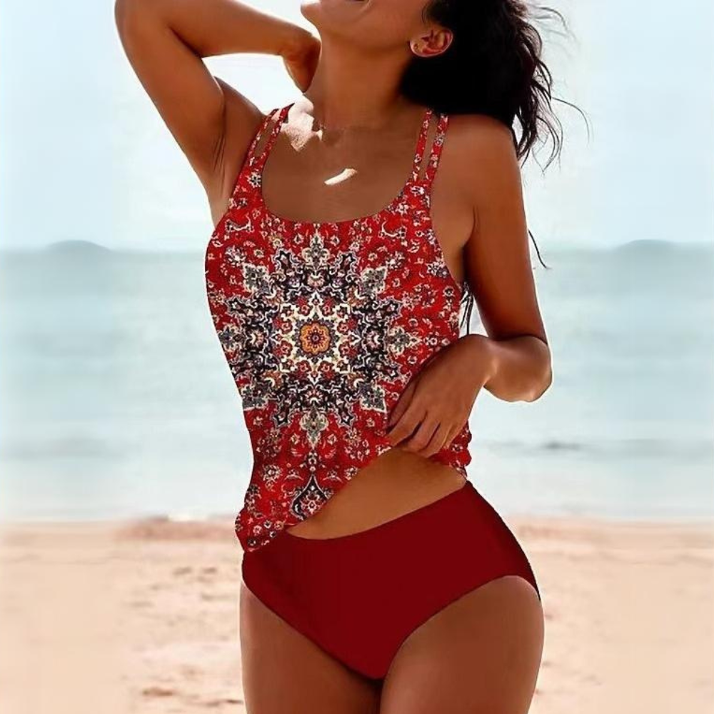 Women's Printed Tummy Control Tankini Set