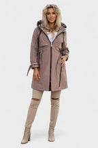 Women’s Plaid-Trim Hooded Trench Coat