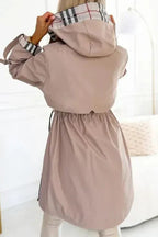 Women’s Plaid-Trim Hooded Trench Coat