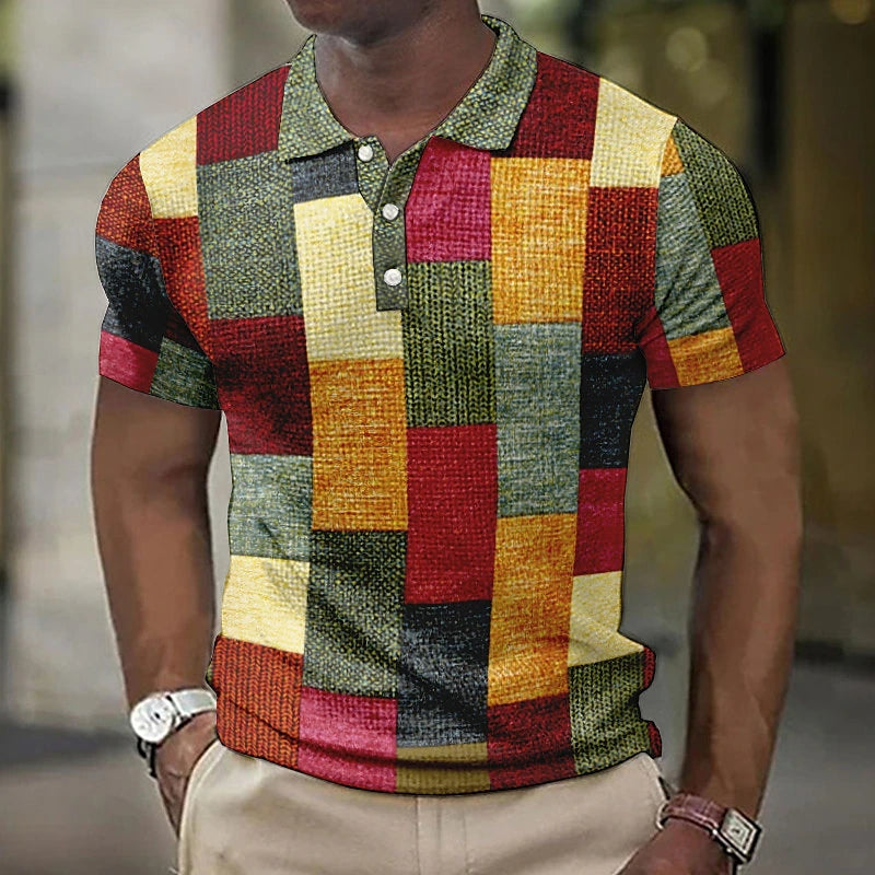 Men's Geometric Print Polo Shirt
