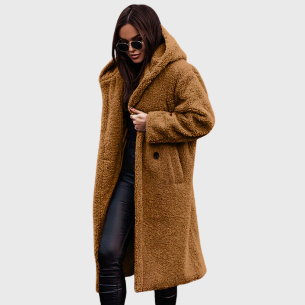 Women’s Textured Hooded Longline Coat