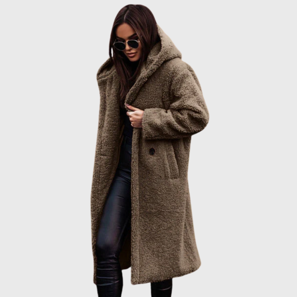 Women’s Textured Hooded Longline Coat