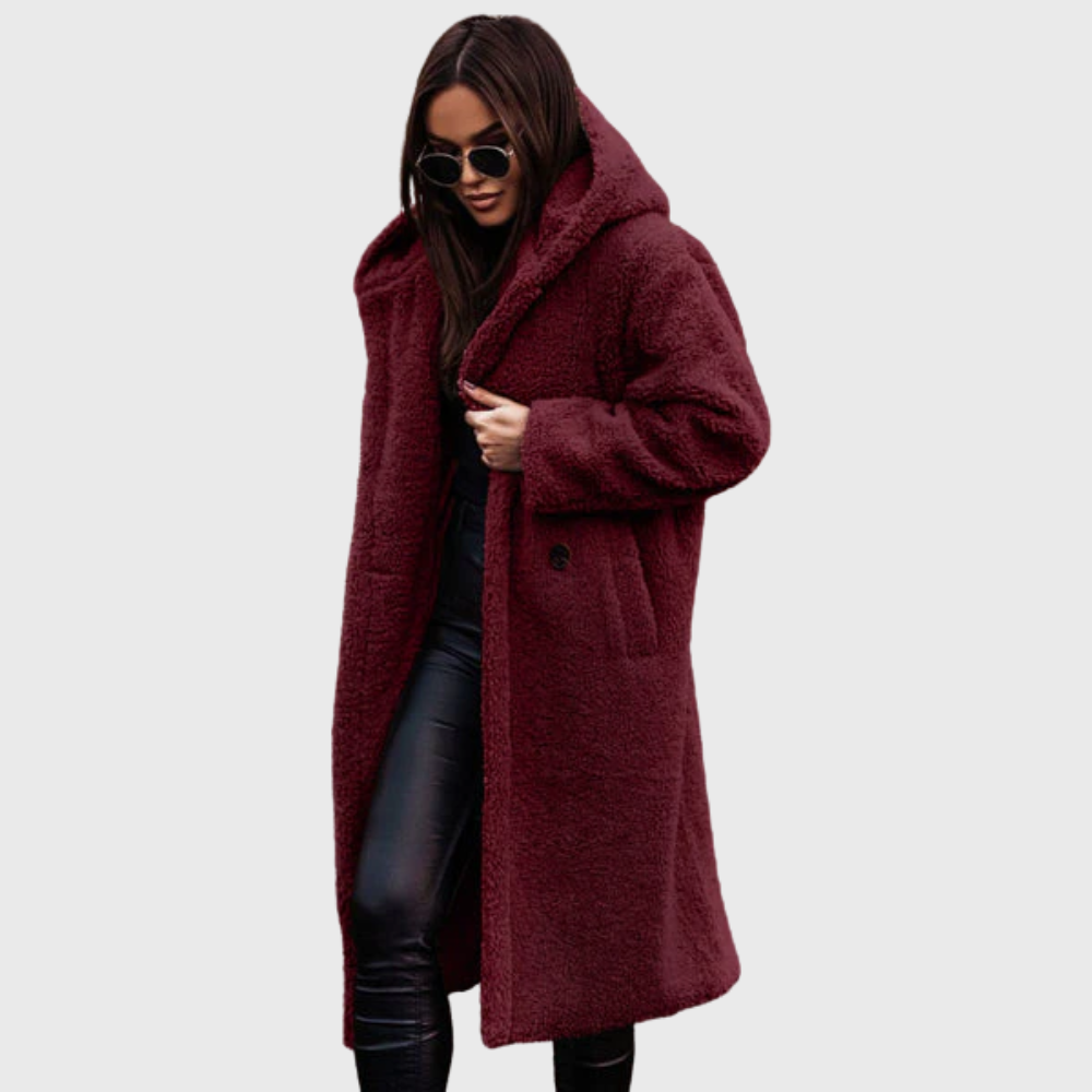 Women’s Textured Hooded Longline Coat
