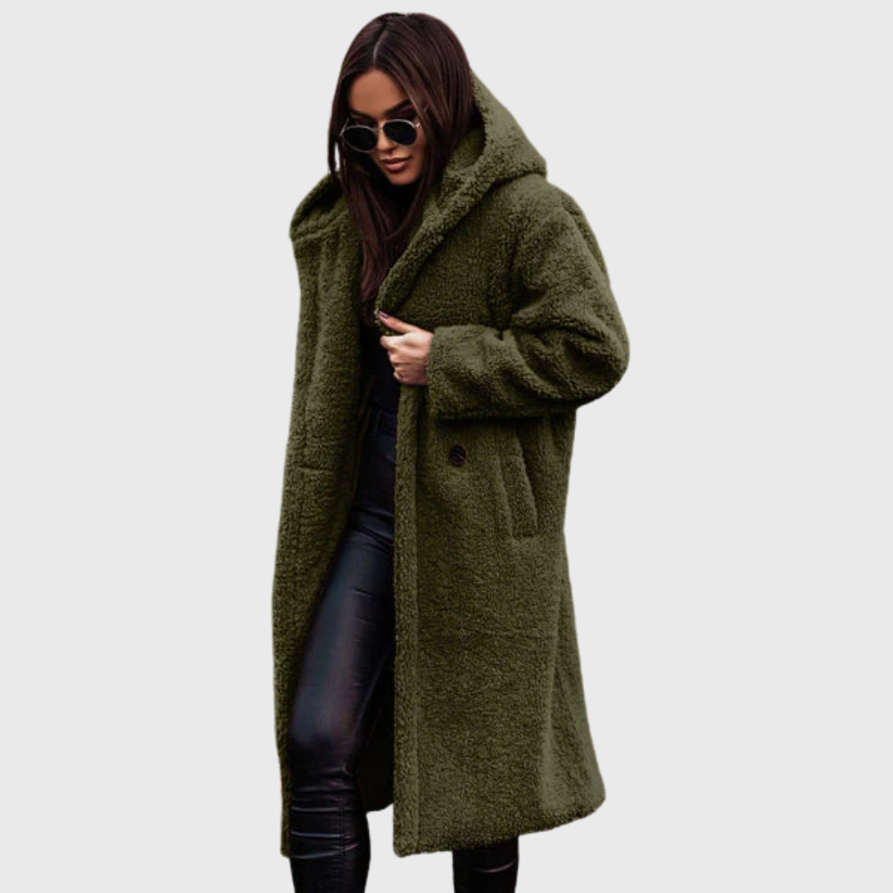 Women’s Textured Hooded Longline Coat
