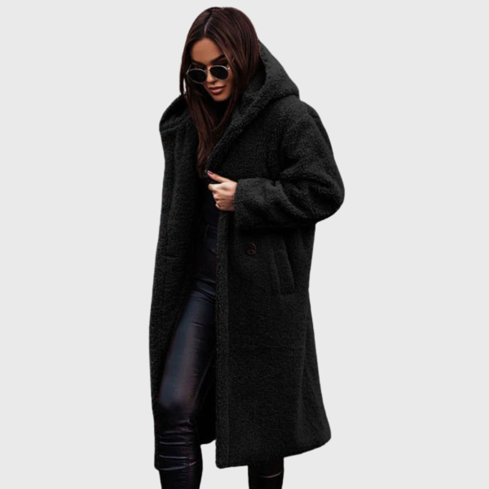Women’s Textured Hooded Longline Coat