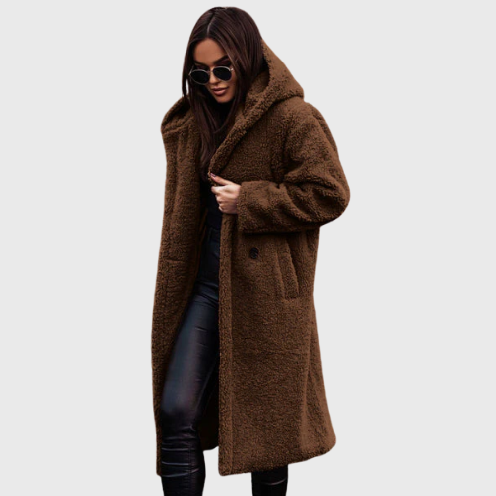 Women’s Textured Hooded Longline Coat