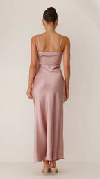 Women's Satin Look Side Slit Dress