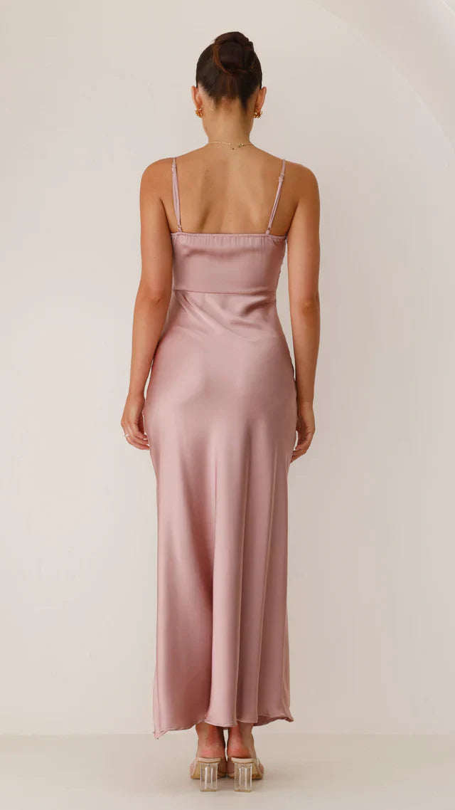 Women's Satin Look Side Slit Dress