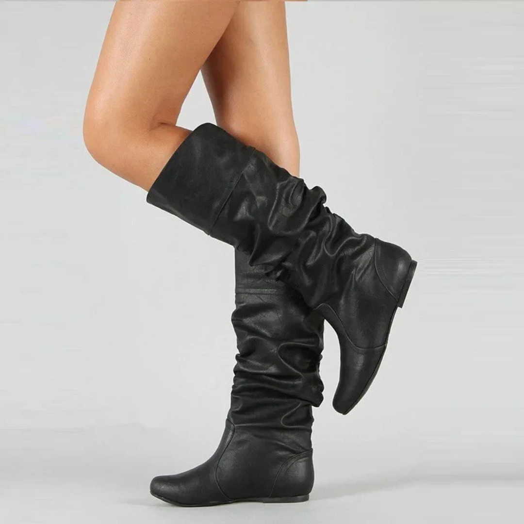 Women's Slouchy Knee-High Boots with Low Heel