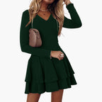 Women's V Neck Ruffle Mini Dress