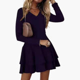 Women's V Neck Ruffle Mini Dress