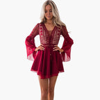 Women's Boho Lace Mini Dress