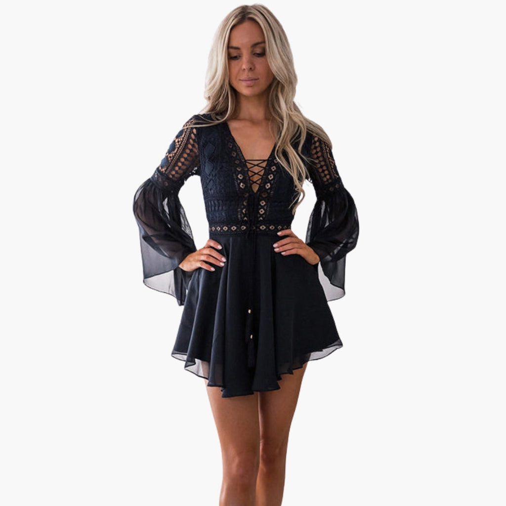 Women's Boho Lace Mini Dress
