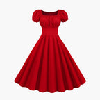 Women's Square Neck Puff Sleeve Dress