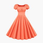 Women's Square Neck Puff Sleeve Dress