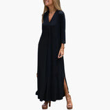 Women's V Neck Side Slit Maxi Dress