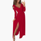 Women's Wrap V Neck Maxi Dress