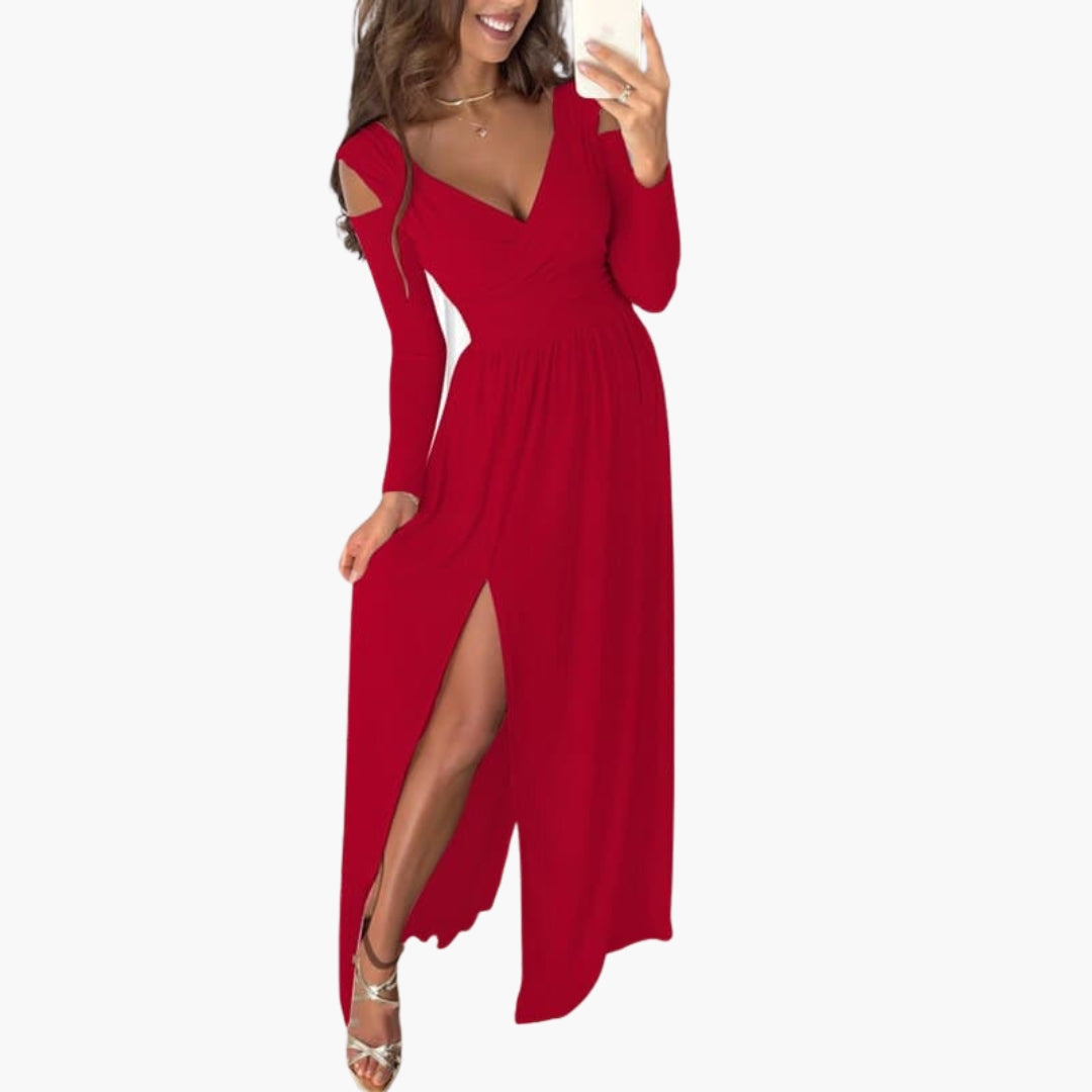 Women's Wrap V Neck Maxi Dress