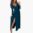 Women's Wrap V Neck Maxi Dress