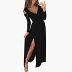Women's Wrap V Neck Maxi Dress