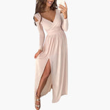Women's Wrap V Neck Maxi Dress