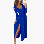 Women's Wrap V Neck Maxi Dress