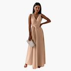 Women's Sleeveless Wrap Maxi Dress