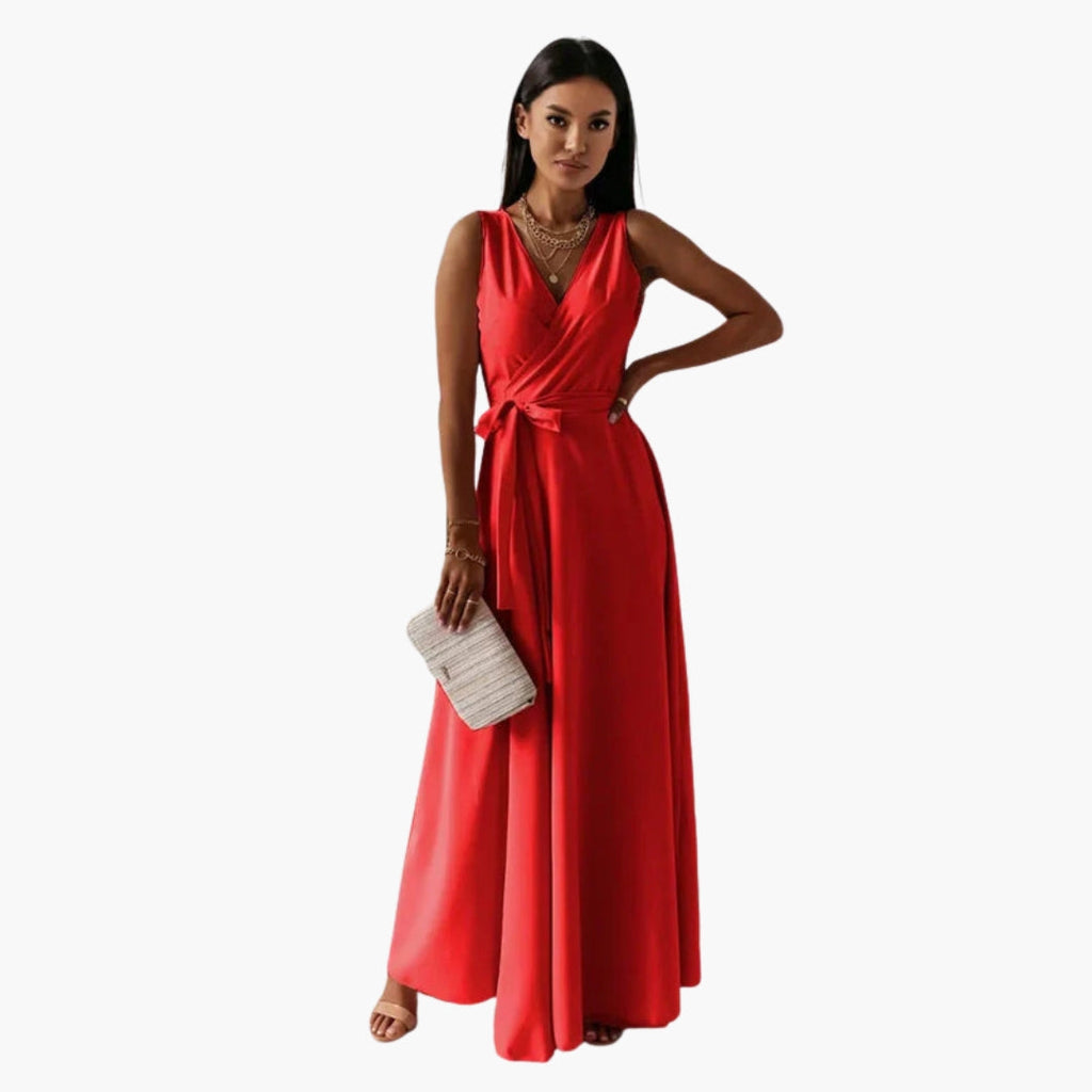 Women's Sleeveless Wrap Maxi Dress