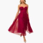 Women's Corset Style Tulle Midi Dress