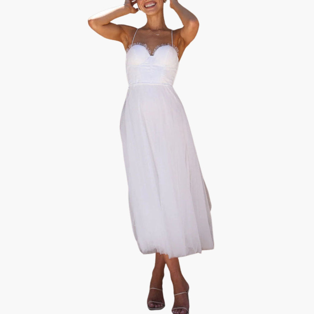 Women's Corset Style Tulle Midi Dress
