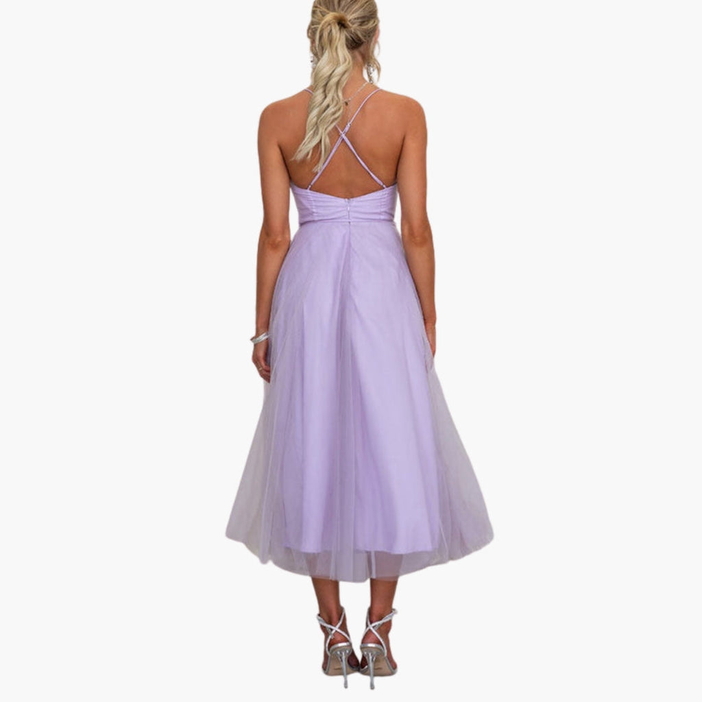 Women's Corset Style Tulle Midi Dress