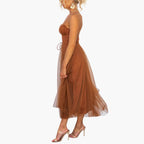 Women's Corset Style Tulle Midi Dress