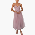 Women's Corset Style Tulle Midi Dress