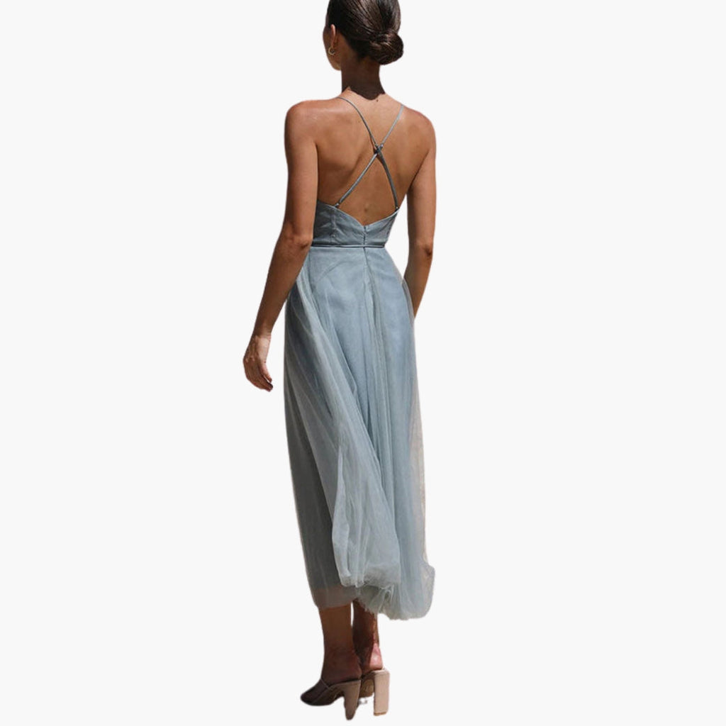 Women's Corset Style Tulle Midi Dress