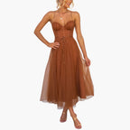 Women's Corset Style Tulle Midi Dress