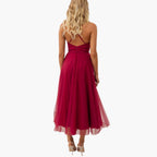 Women's Corset Style Tulle Midi Dress