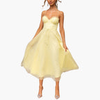 Women's Corset Style Tulle Midi Dress